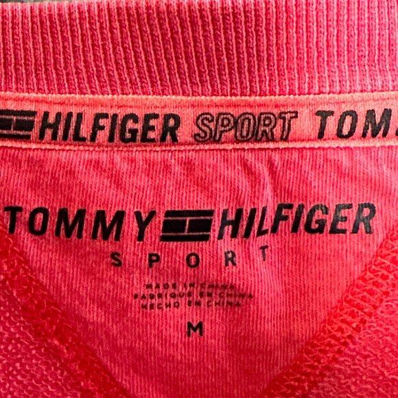 Tommy Hilfiger Sport Womens Pullover Sweatshirt M Red Cotton Graphic Front Logo - Picture 3 of 11